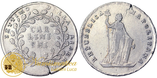 REPUBBLICA NAPOLETANA 6 Carlini 1799 Anno VII R2 Q.BB #1316