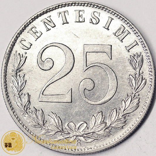 VITTORIO EMANUELE III 25 Centesimi 1903 nichel Fdc #PV146