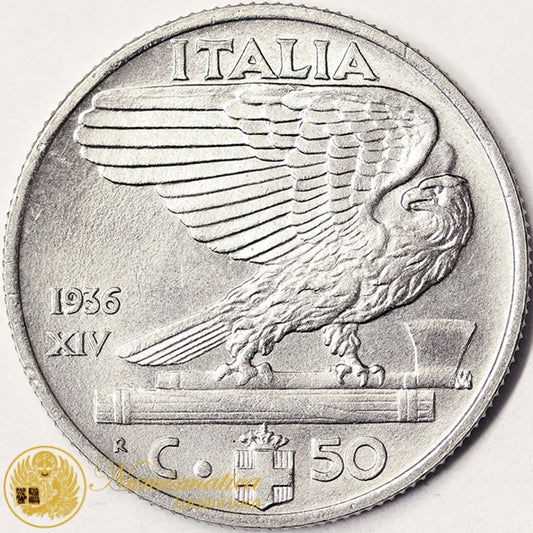 VITTORIO EMANUELE III 50 Centesimi 1936 Impero Fdc RARA #PV767