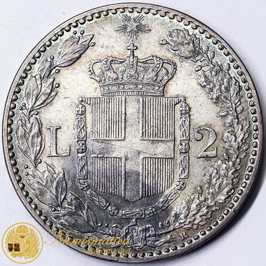 UMBERTO I 2 Lire 1897 Zecca Roma Non Comune Spl #PV278