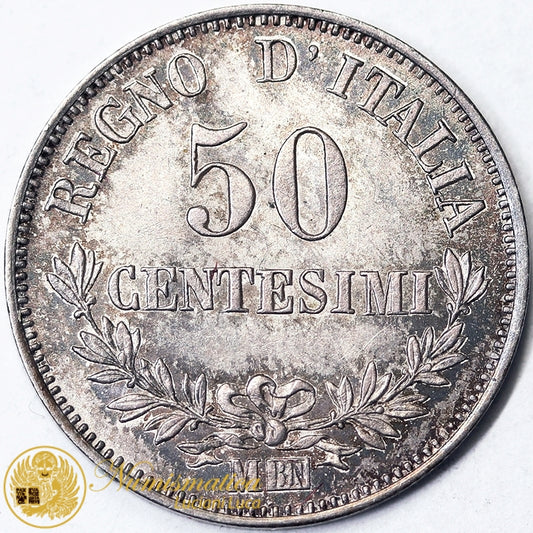 VITTORIO EMANUELE II 50 Centesimi 1863 M Valore argento Q.Fdc #PV180