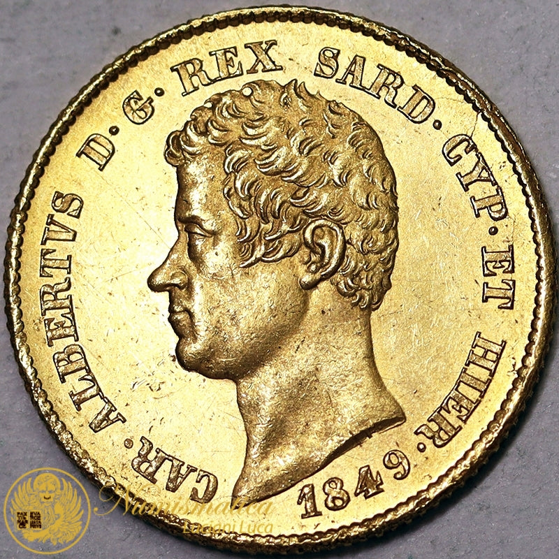 REGNO DI SARDEGNA Carlo Alberto 20 Lire 1849 Genova Au FDC Eccezionale #PV353