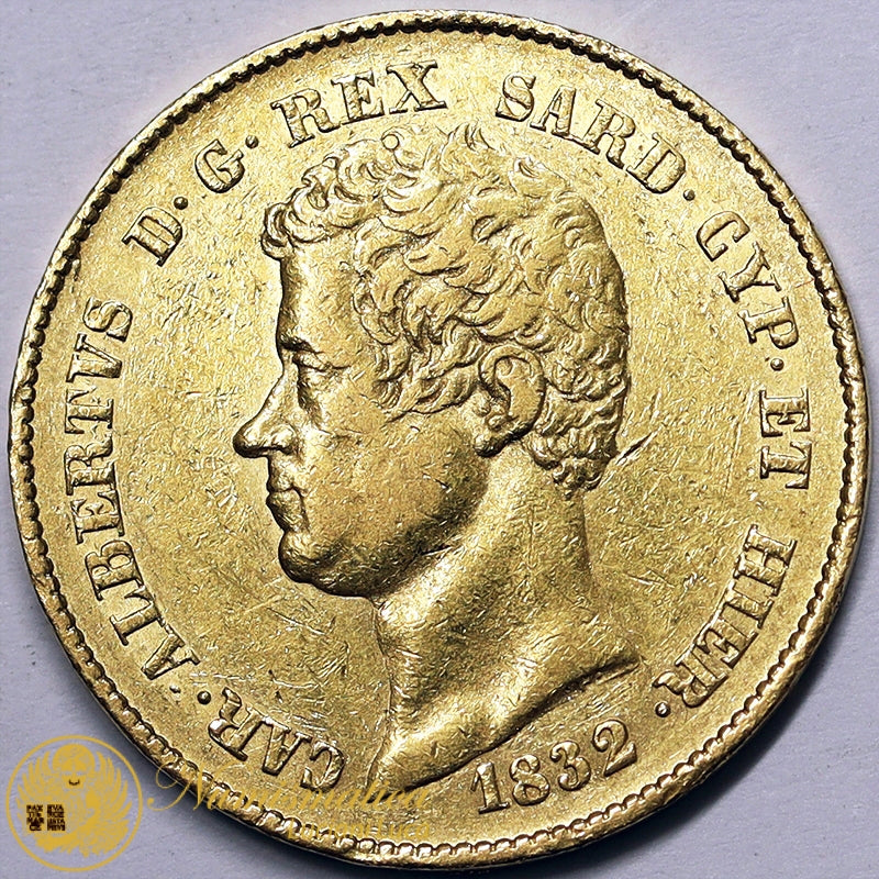 * REGNO DI SARDEGNA Carlo Alberto 20 Lire 1832 Torino FERT Au BB Raro #PV748