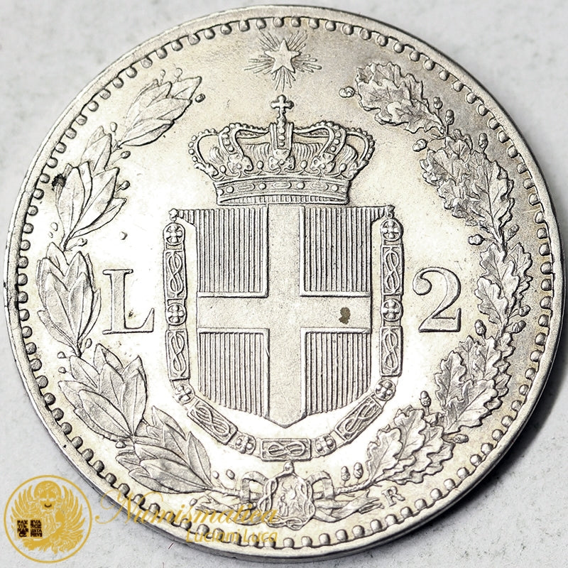 UMBERTO I 2 Lire 1883 Roma argento Spl/Q.Fdc #P82