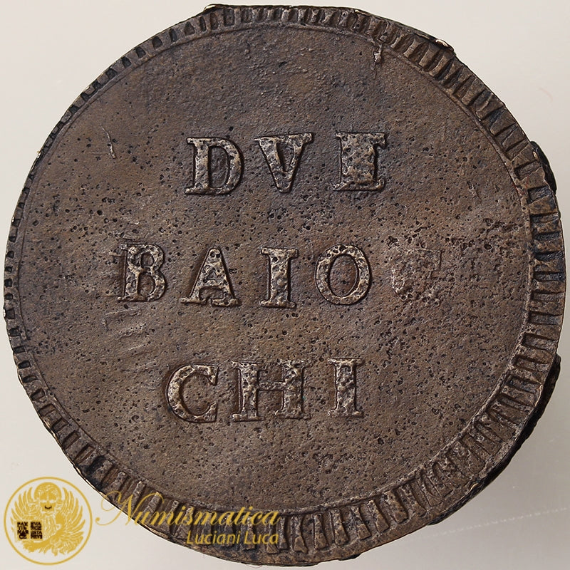 PRIMA REPUBBLICA ROMANA 1798-99 ANCONA 2 Baiocchi senza dati rame R2 Spl+ #PV02