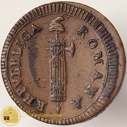 PRIMA REPUBBLICA ROMANA 1798-99 DUE BAIOCCHI senza data Roma RRR Q.Spl #PV04