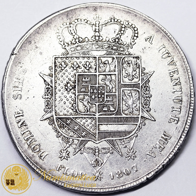 FIRENZE Dena 1807 CARLO LUDOVICO DI BORBONE A MARIA LUIGIA Reggente 1803-07 BB+ RARA #585