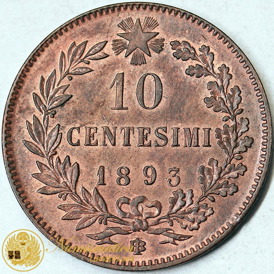 UMBERTO I 10 Centesimi 1893 Birmingham Spl+ #1240