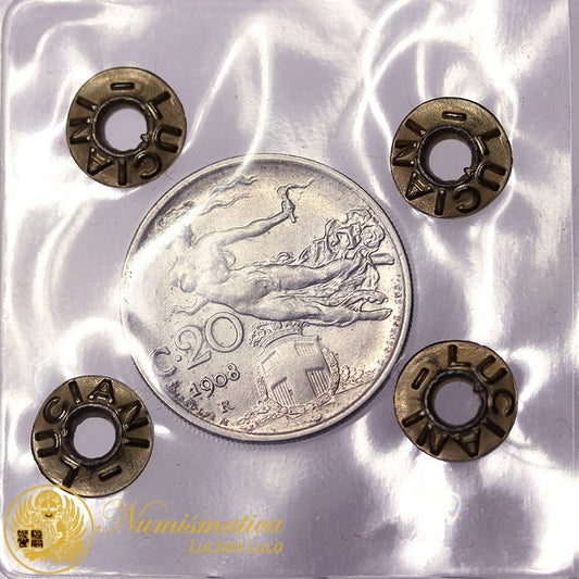 VITTORIO EMANUELE III 20 Centesimi 1908 Q.Fdc #PV775