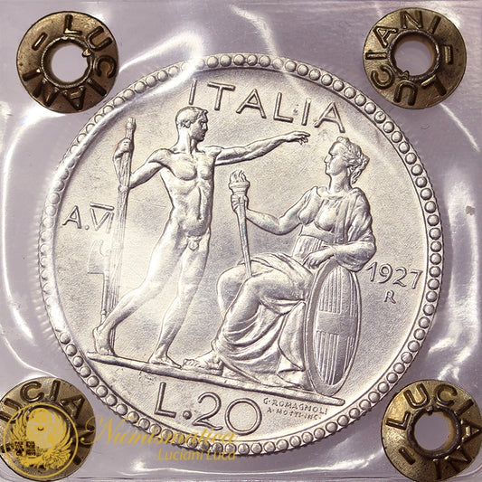 VITTORIO EMANUELE III 20 Lire 1927 Littore Q.Fdc #PV451
