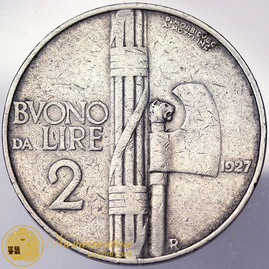 VITTORIO EMANUELE III Buono da 2 Lire 1927 Molto Raro MB #PV121