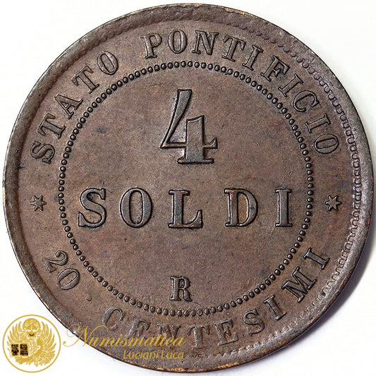 STATO PONTIFICIO Pio IX An. XXI 4 Soldi 1867 Spl #4542