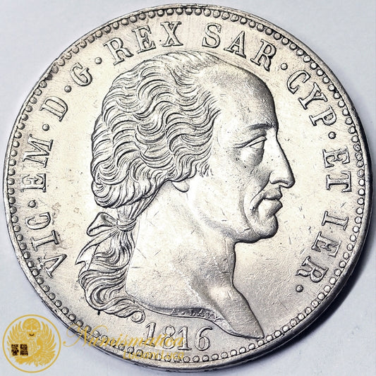 REGNO DI SARDEGNA Vittorio Emanuele I 5 Lire 1816 Torino MOLTO RARO Spl+/Q.Fdc #PV301