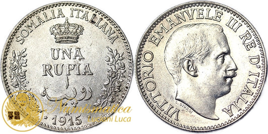 SOMALIA ITALIANA 1 Rupia 1915 VITTORIO EMANUELE III Rara Spl/Q.Fdc #PV737