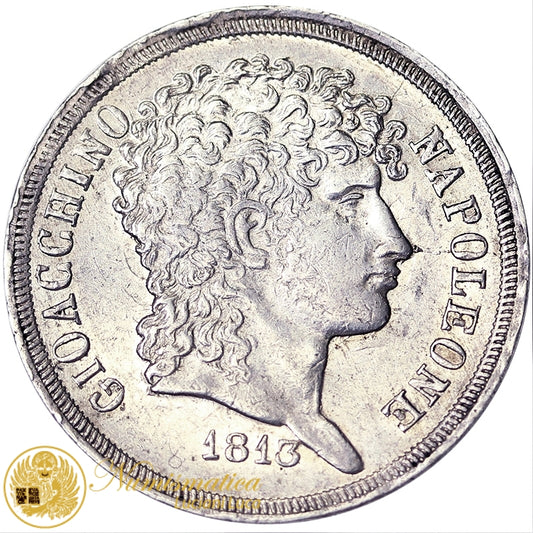 NAPOLI Gioacchino Napoleone 2 Lire 1813 Ag SPL #PV365