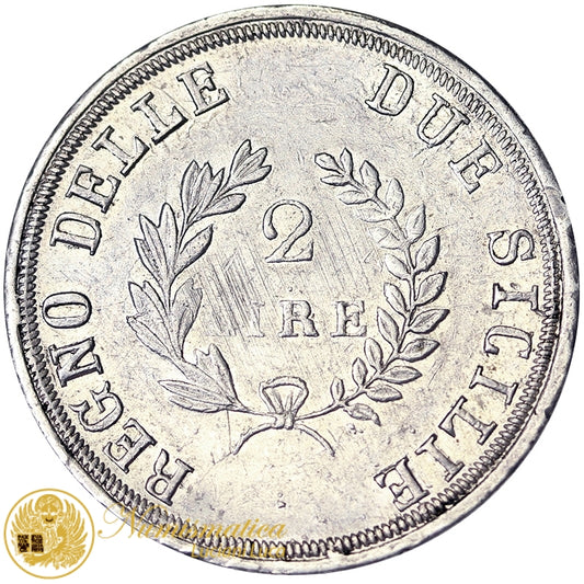 NAPOLI Gioacchino Napoleone 2 Lire 1813 Ag SPL #PV365