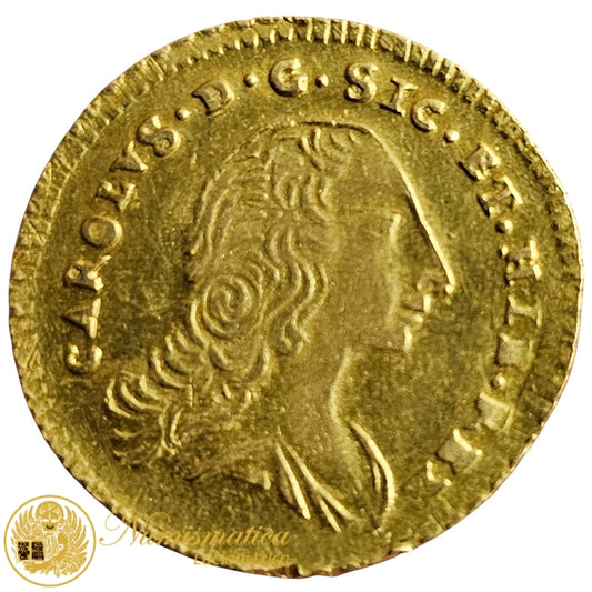 PALERMO Carlo III di Borbone ONCIA 1753 Au Spl+ Rara #PV212