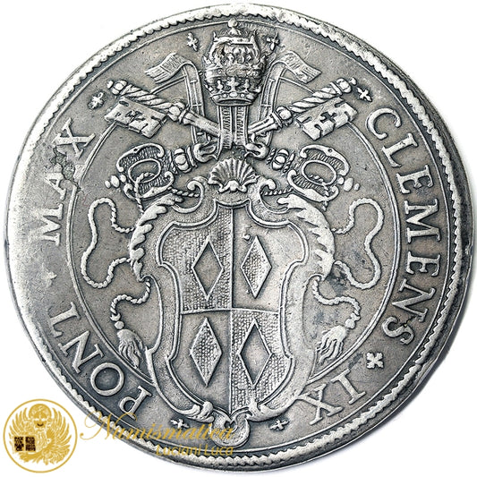 STATO PONTIFICIO Clemente IX 1667-69 PIASTRA La Cattedra di San Pietro BB Molto Rara #PV156