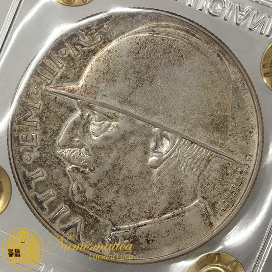 VITTORIO EMANUELE III 20 Lire 1928 Elmetto Ag Spl/Q.Fdc RARO #P544