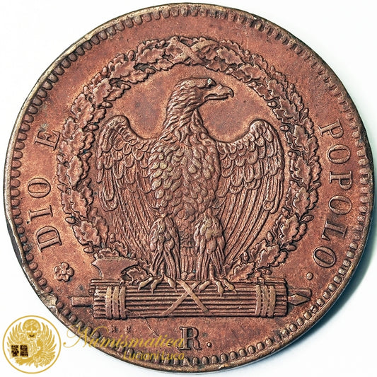 REPUBBLICA ROMANA 3 Baiocchi 1849 Roma I° tipo Spl #4598