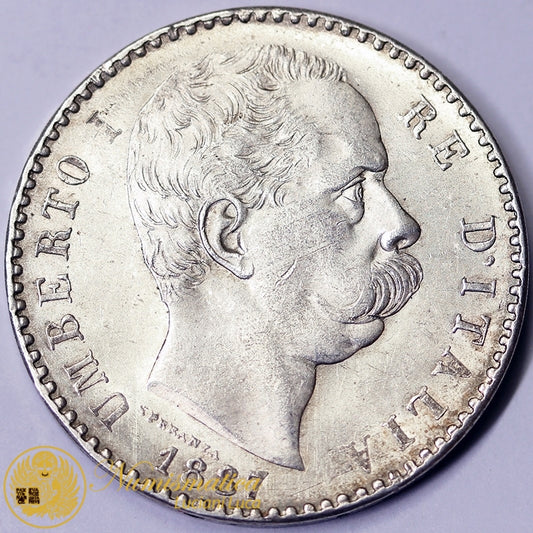 2 Lire 1887 UMBERTO I 1878-1900 graffito al viso altrimenti Q.Fdc/Fdc #PV41