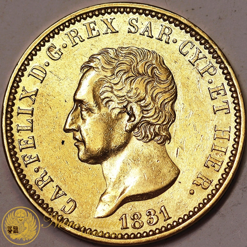 REGNO DI SARDEGNA Carlo Felice 40 Lire 1831 Torino Au Q.Spl RARA #PV774