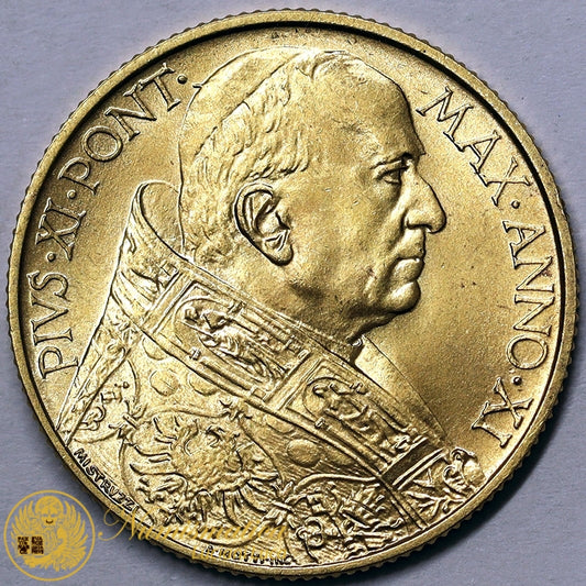 *VATICANO 100 Lire 1932 PIO XI 1929-38 Au RARO Fdc #PV330