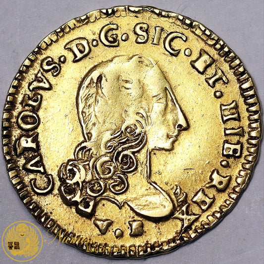 REGNO DI SICILIA Carlo III di Borbone 1734-59 ONCIA 1751 Palermo Au BB/Q.SPL #PV336