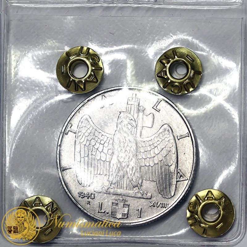 VITTORIO EMANUELE III 1 Lira 1940 An. XVIIII Variante 4 Stanghette MOLTO RARO Fdc #PV241