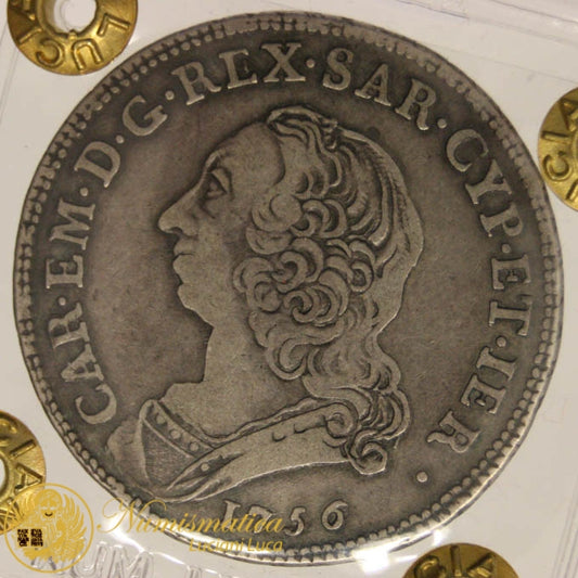 REGNO DI SARDEGNA Carlo Emanuele III Mezzo Scudo 1756 Raro BB #PV306