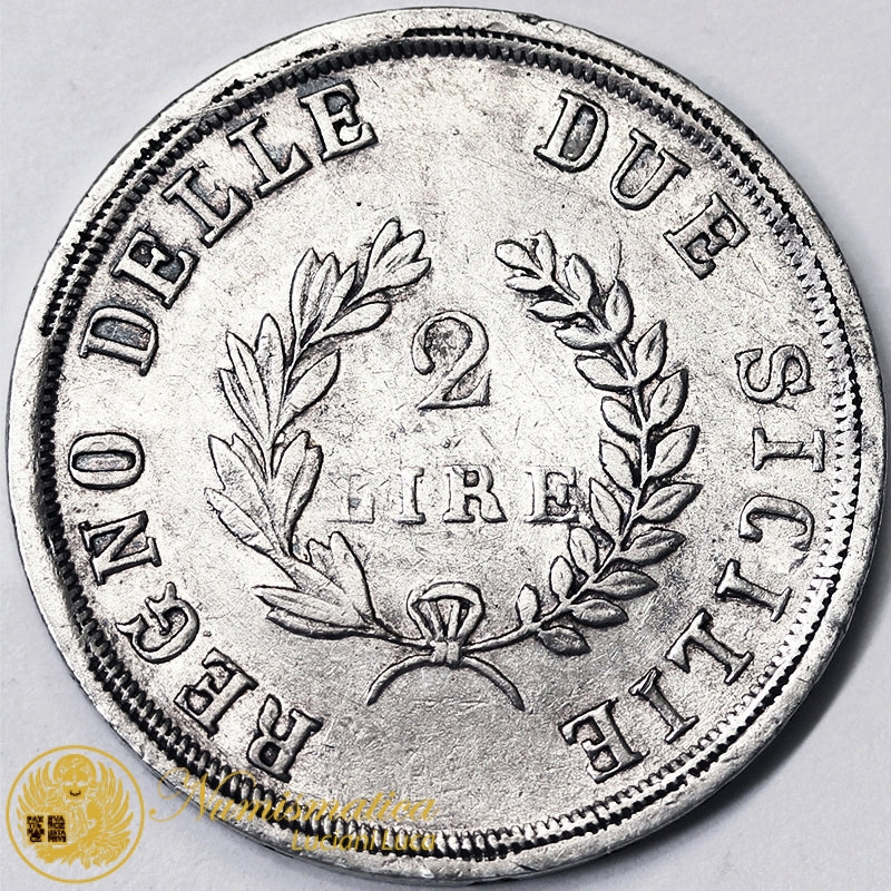 REGNO DI NAPOLI 2 Lire 1813 Gioacchino Napoleone 1808-15 Ag BB/BB+ #P569