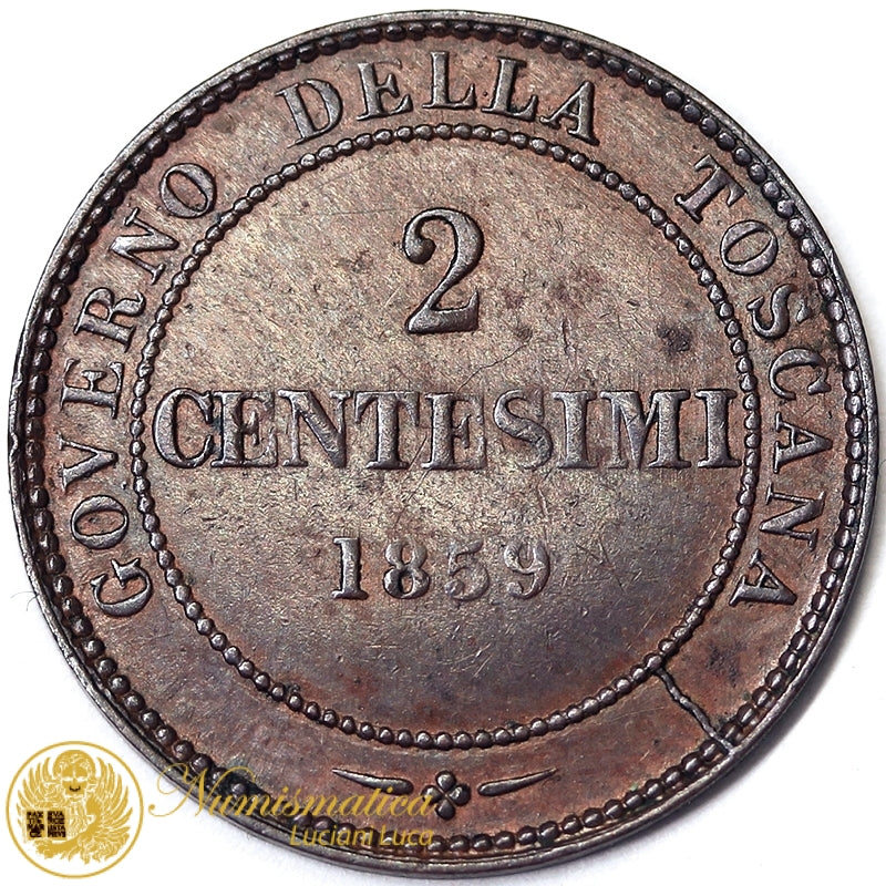 VITTORIO EMANUELE II Re Eletto 2 Centesimi 1859 zecca Birmingham Spl/Q.Fdc #P568