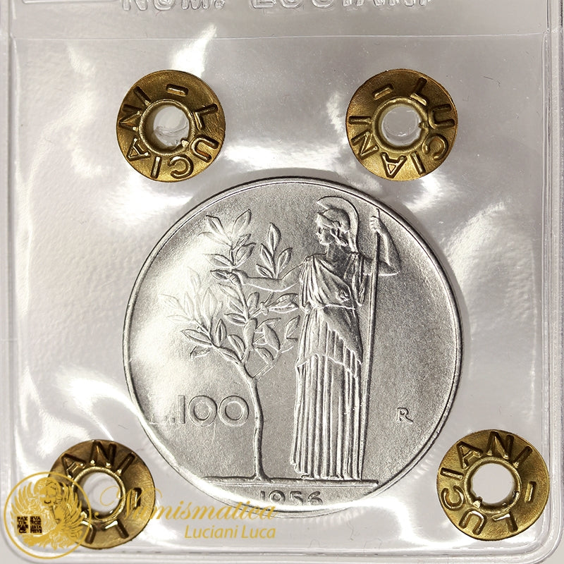 ITALIA 100 Lire 1956 Minerva Fdc RARA in Fdc #PV29