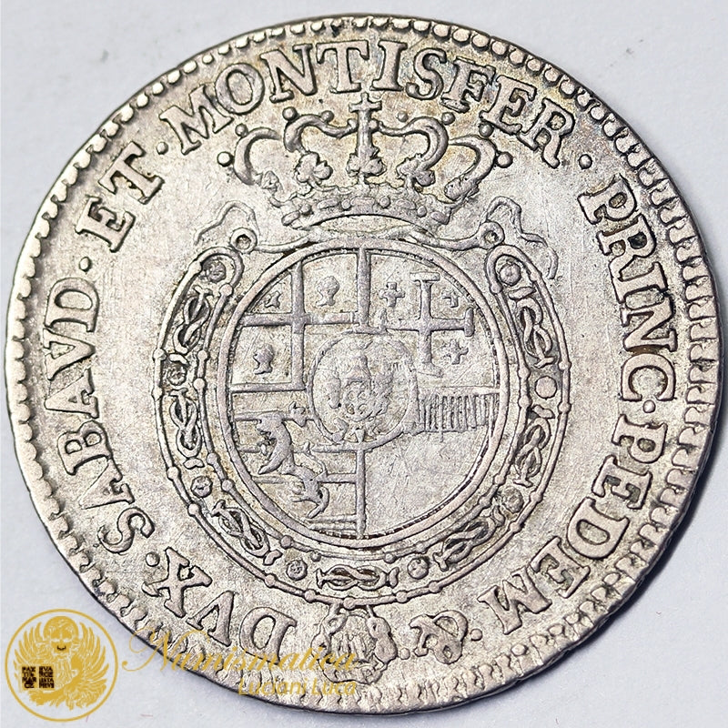 REGNO DI SARDEGNA Carlo Emanuele III 1730-73 Quarto di Scudo d'argento 1763 BB RARO #PV315
