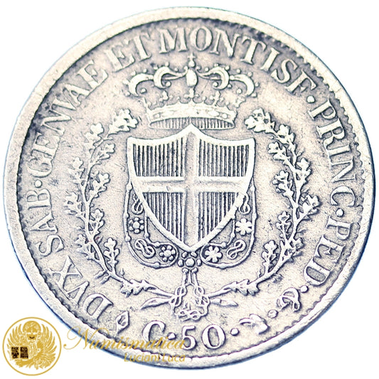 REGNO DI SARDEGNA 50 Centesimi 1827 Torino CARLO FELICE BB+ Ag #PV102