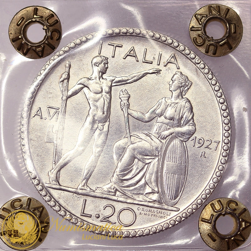 VITTORIO EMANUELE III 20 Lire 1927 Littore Q.Fdc #PV451