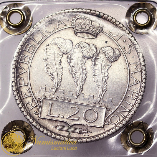 SAN MARINO 20 Lire 1936 Spl RARO #PV288