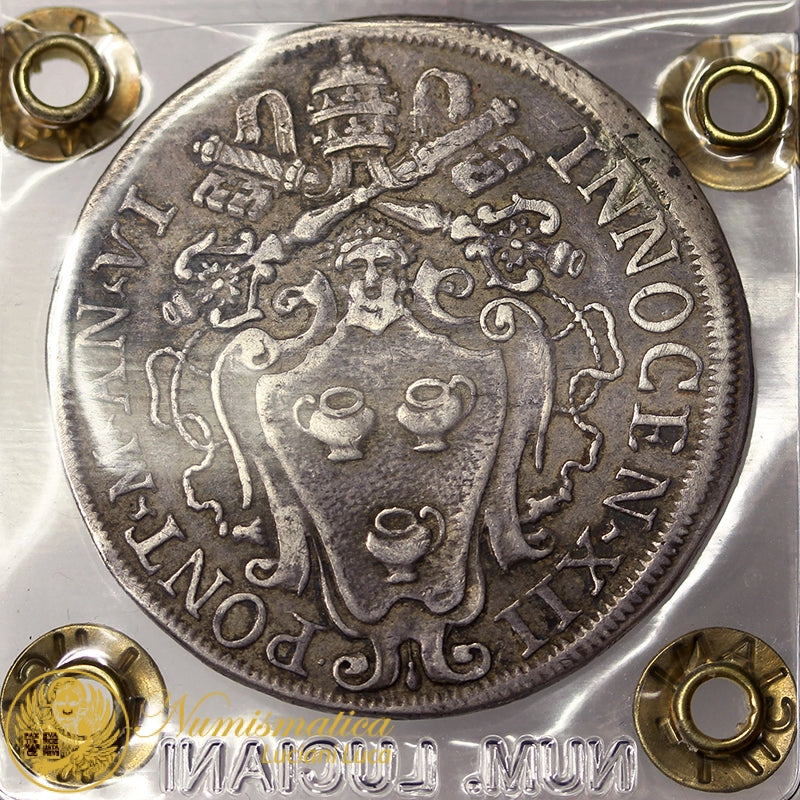 STATO PONTIFICIO Innocenzo XII 1691-1700 Mezza Piastra 1697 RARA BB #PV197