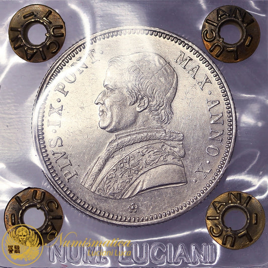 STATO PONTIFICIO Pio IX 50 Baiocchi 1856 Bologna RARA Q.Fdc #PV198