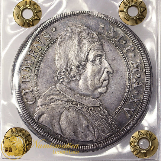 STATO PONTIFICIO Clemente XI 1700-21 Piastra An. XV Ag Molto Rara Spl ##39