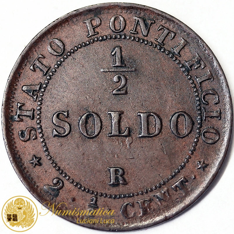 STATO PONTIFICIO Pio IX An. XXII 1/2 Soldo 1867 Spl #5976