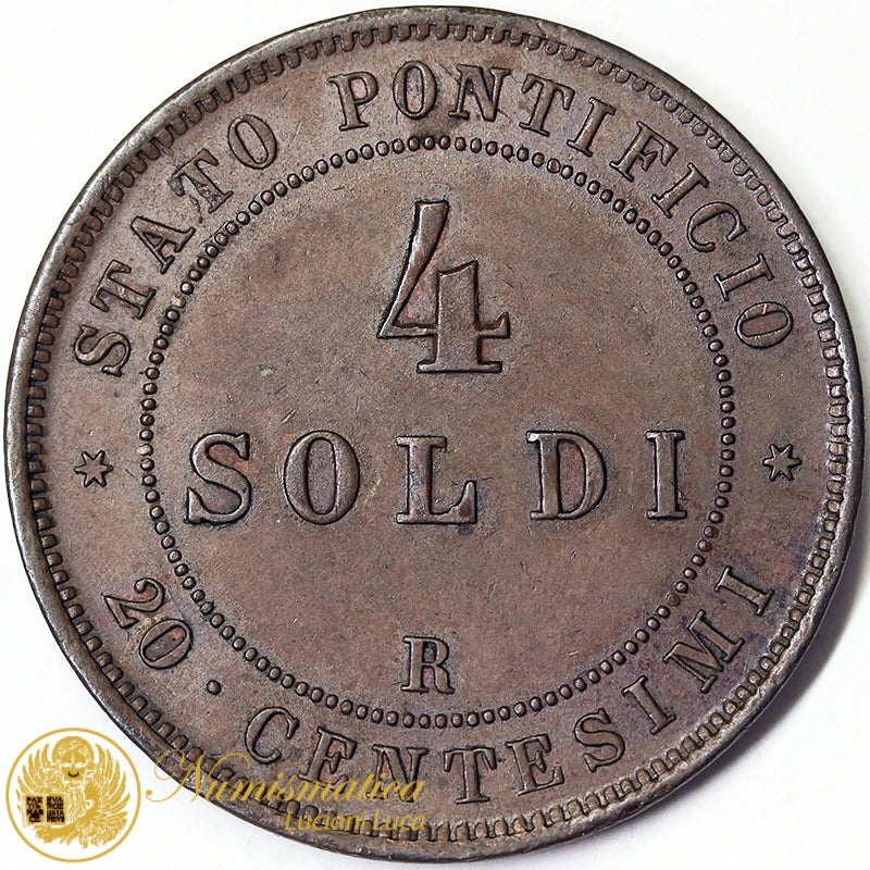 STATO PONTIFICIO Pio IX An. XXII 4 Soldi 1867 Spl #1047A