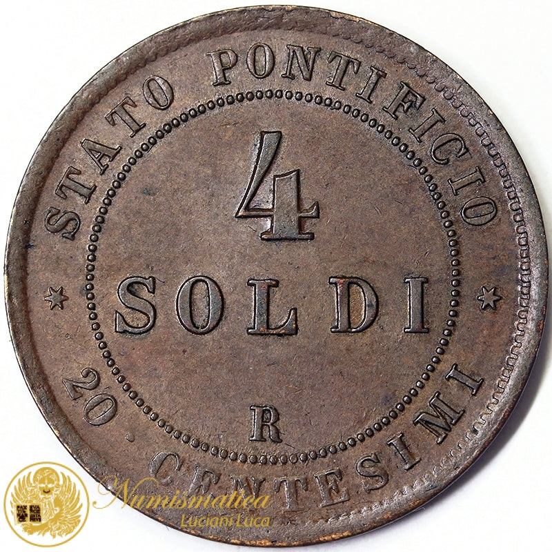 STATO PONTIFICIO Pio IX An. XXI 4 Soldi 1867 Spl #4542