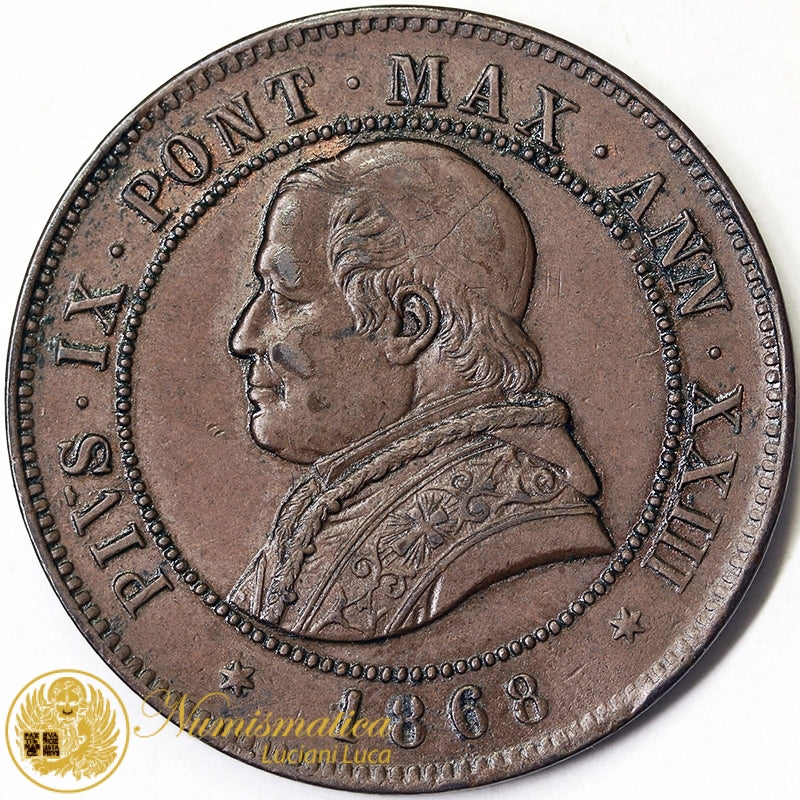STATO PONTIFICIO 4 Soldi 1868 Roma Pio IX An. XXIII Spl+ #4407