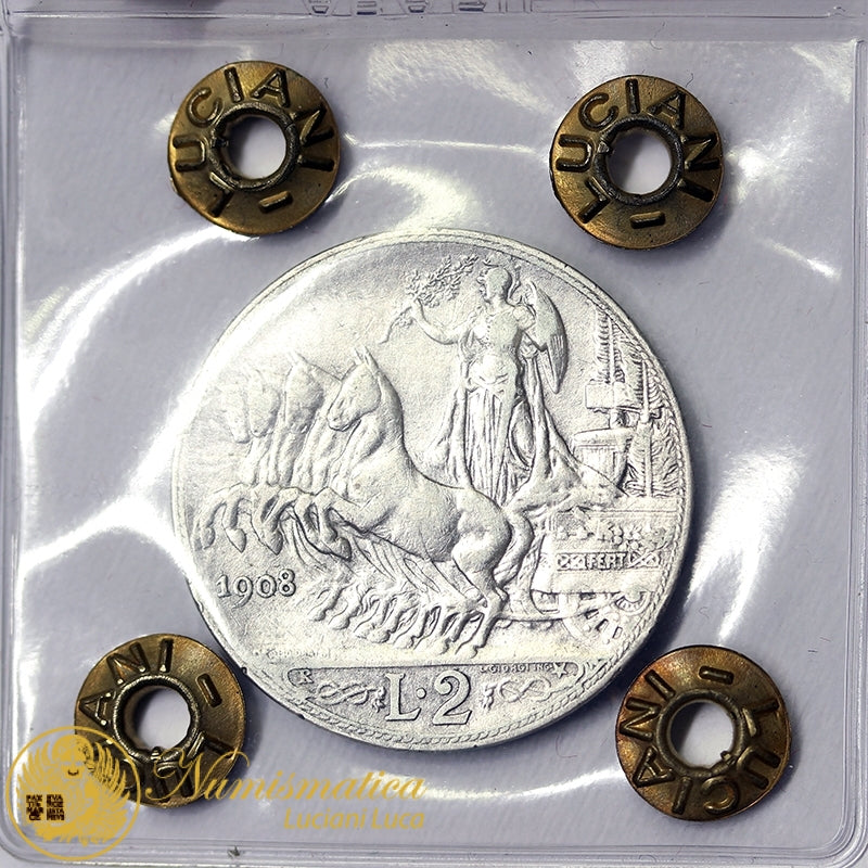 VITTORIO EMANUELE III 2 Lire 1908 Q.BB #P12